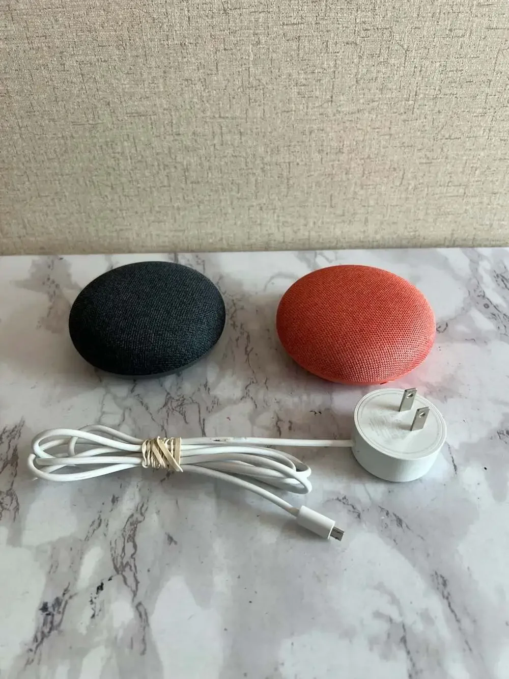 Google Home Mini Smart Speaker Bundle (2 Units: Charcoal and Coral) with Power A